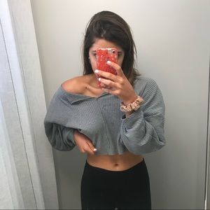Gray urban outfitters cropped long sleeve